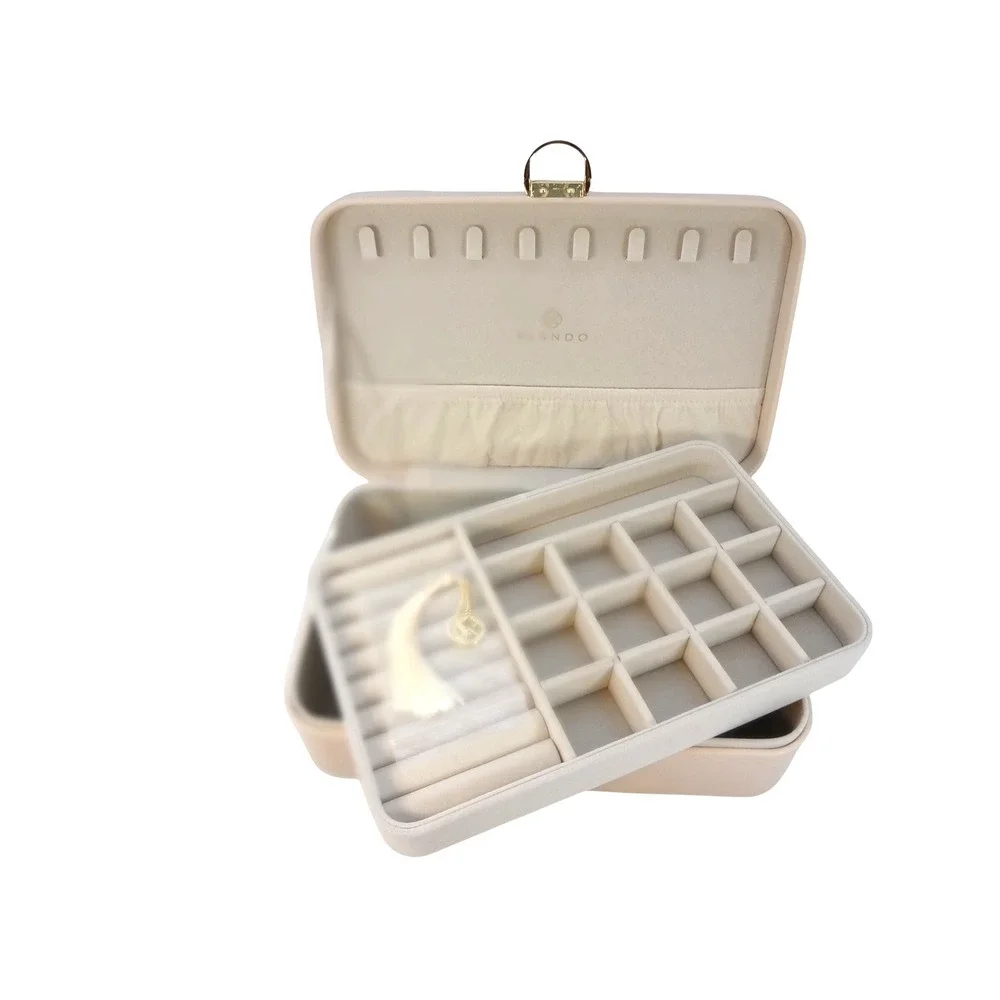 Vlando Pink Faux Leather Jewelry Box with‎ Lock and Key Removable Tray
